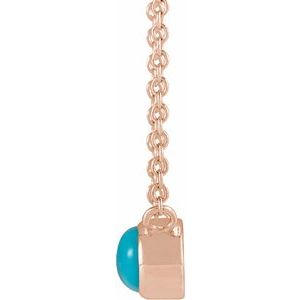 14K Rose Gold Natural Turquoise Cabochon 18" Necklace