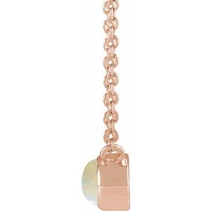 14K Rose Gold Natural White Opal Cabochon 18" Necklace