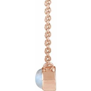 14K Rose Gold Natural Rainbow Moonstone Cabochon 18" Necklace