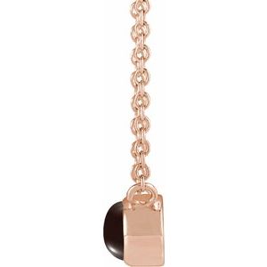 14K Rose Gold Natural Black Onyx Cabochon 18" Necklace