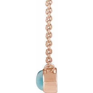 14K Rose Gold Natural London Blue Topaz Cabochon 18" Necklace