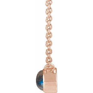 14K Rose Gold Natural Labradorite Cabochon 18" Necklace