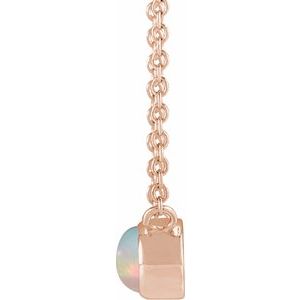 14K Rose Gold Natural Ethiopian Opal Cabochon 18" Necklace