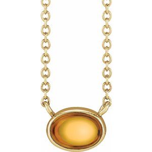 14K Yellow Gold Natural Citrine Cabochon 18" Necklace