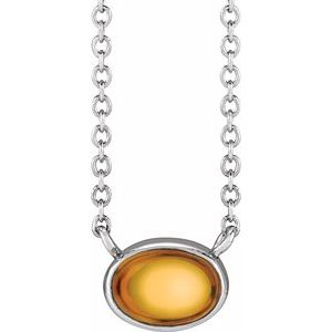 Sterling Silver Natural Citrine Cabochon 18" Necklace