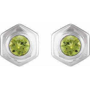 14K White Gold Natural Peridot Stud Earrings – image 2