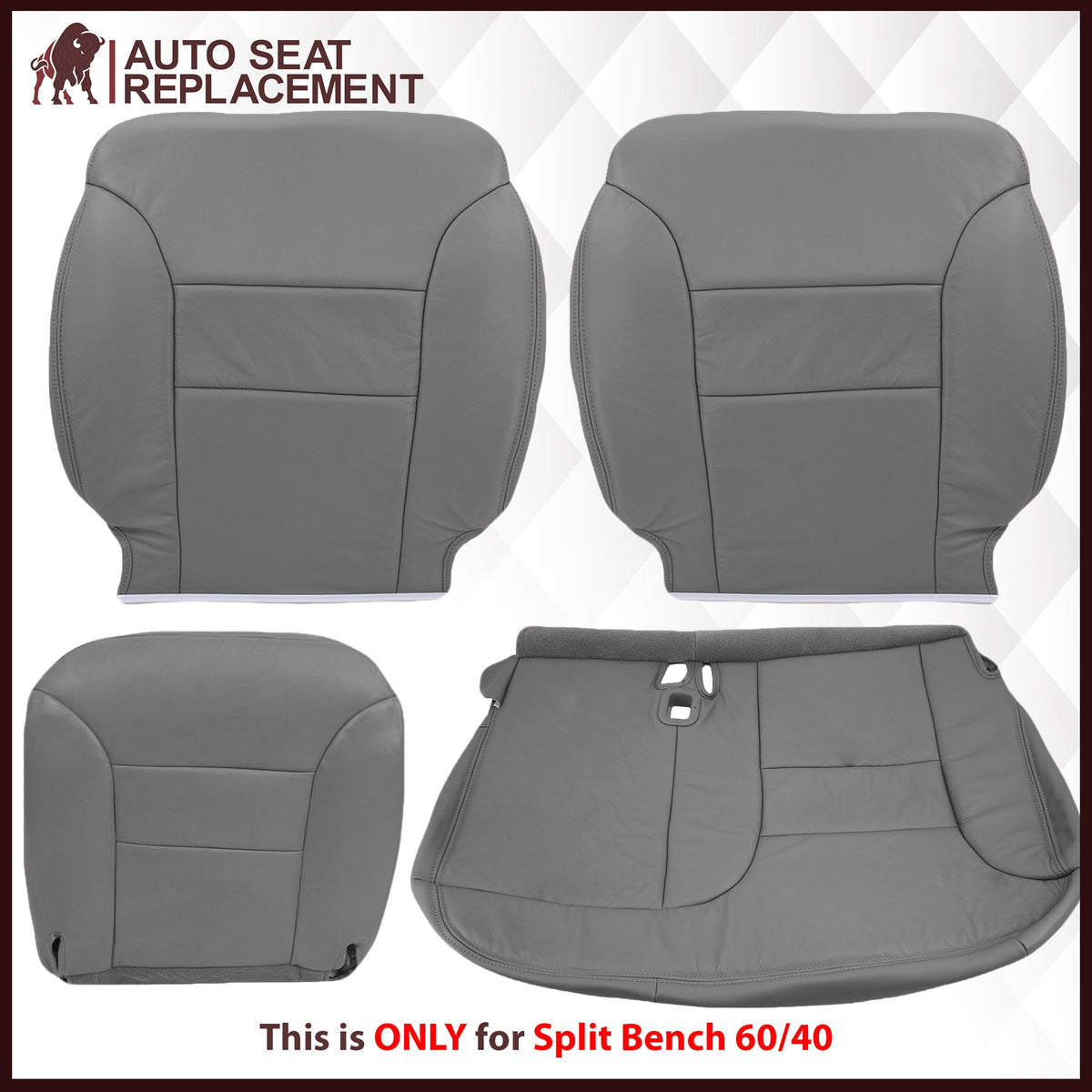 1995-1999 GMC Yukon/Sierra Seat Cover in Gray (60/40 Bench Bottoms): Choose your options