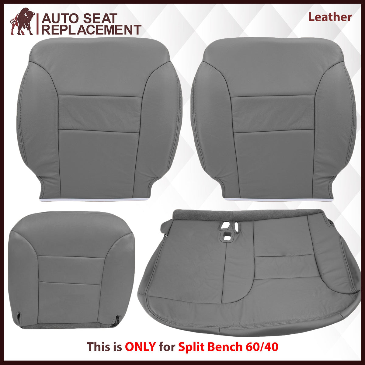 1995-1999 GMC Yukon/Sierra Seat Cover in Gray (60/40 Bench Bottoms): Choose your options