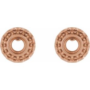 14K Rose Gold 4 mm Round Halo-Style Stud Earring Mounting – image 2