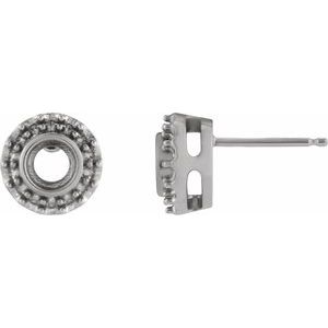 14K White Gold 4 mm Round Halo-Style Stud Earring Mounting