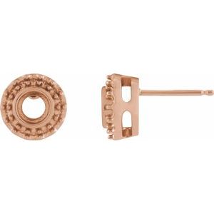 14K Rose Gold 4 mm Round Halo-Style Stud Earring Mounting