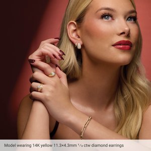 14K Yellow Gold Vermeil 1/3 CTW Lab-Grown Diamond 11.3 mm Hoop Earrings – image 4