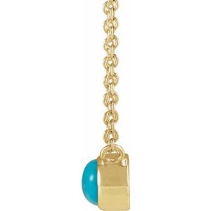 14K Yellow Gold Natural Turquoise Cabochon 18" Necklace