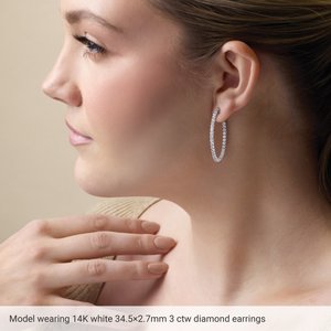 14K Yellow Gold 2 CTW Natural Diamond Inside-Outside 29.5 mm Hinged Hoop Earrings – image 4
