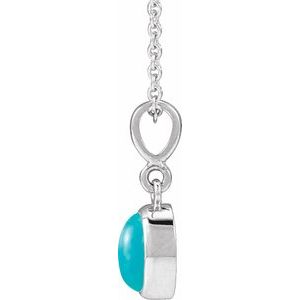 Platinum Natural Turquoise Cabochon Solitaire 16-18" Necklace