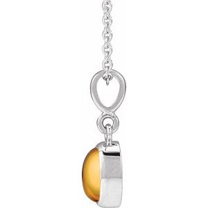Sterling Silver Natural Citrine Cabochon Solitaire 16-18" Necklace