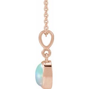 14K Rose Gold Natural Ethiopian Opal Cabochon Solitaire 16-18" Necklace