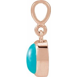 14K Rose Gold Natural Turquoise Cabochon Solitaire Pendant