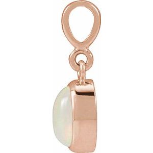 14K Rose Gold Lab-Grown White Opal Cabochon Solitaire Pendant
