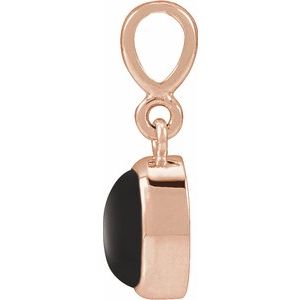 14K Rose Gold Natural Black Onyx Cabochon Solitaire Pendant