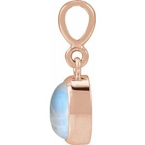 14K Rose Gold Natural Rainbow Moonstone Cabochon Solitaire Pendant