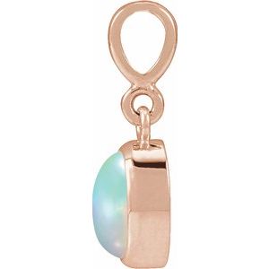 14K Rose Gold Natural Ethiopian Opal Cabochon Solitaire Pendant