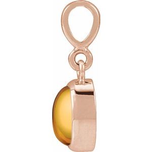 14K Rose Gold Natural Citrine Cabochon Solitaire Pendant