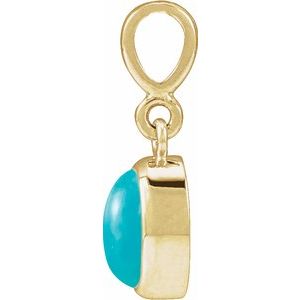 14K Yellow Gold Natural Turquoise Cabochon Solitaire Pendant