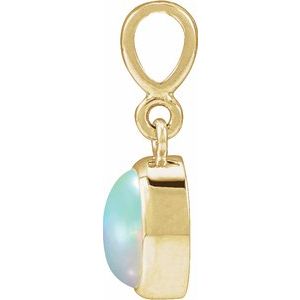 14K Yellow Gold Natural Ethiopian Opal Cabochon Solitaire Pendant