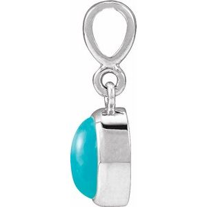 Sterling Silver Natural Turquoise Cabochon Solitaire Pendant