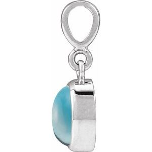 Platinum Natural London Blue Topaz Cabochon Solitaire Pendant