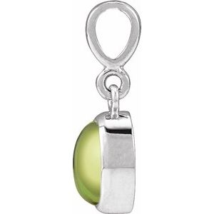 Platinum Natural Peridot Cabochon Solitaire Pendant