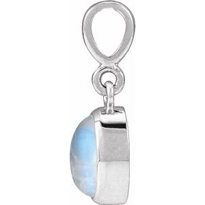 Platinum Natural Rainbow Moonstone Cabochon Solitaire Pendant