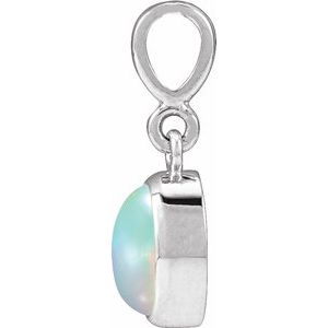 Sterling Silver Natural Ethiopian Opal Cabochon Solitaire Pendant