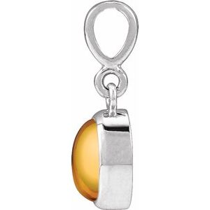 Sterling Silver Natural Citrine Cabochon Solitaire Pendant