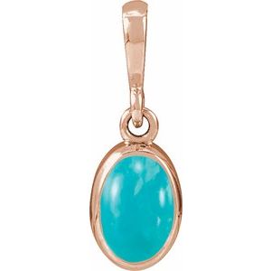 14K Rose Gold Natural Turquoise Cabochon Solitaire Pendant