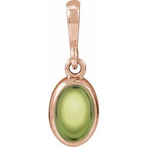 14K Rose Gold Natural Peridot Cabochon Solitaire Pendant