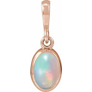 14K Rose Gold Natural Ethiopian Opal Cabochon Solitaire Pendant