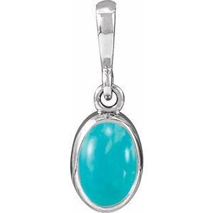 Sterling Silver Natural Turquoise Cabochon Solitaire Pendant