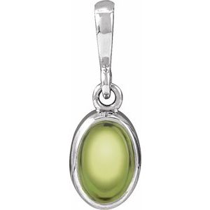 Platinum Natural Peridot Cabochon Solitaire Pendant