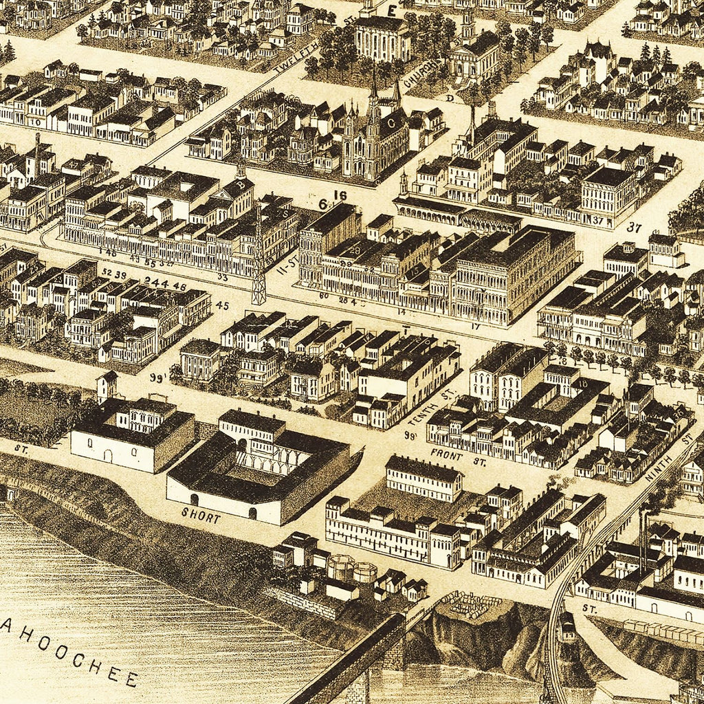 Vintage Map of Columbus, Georgia 1886