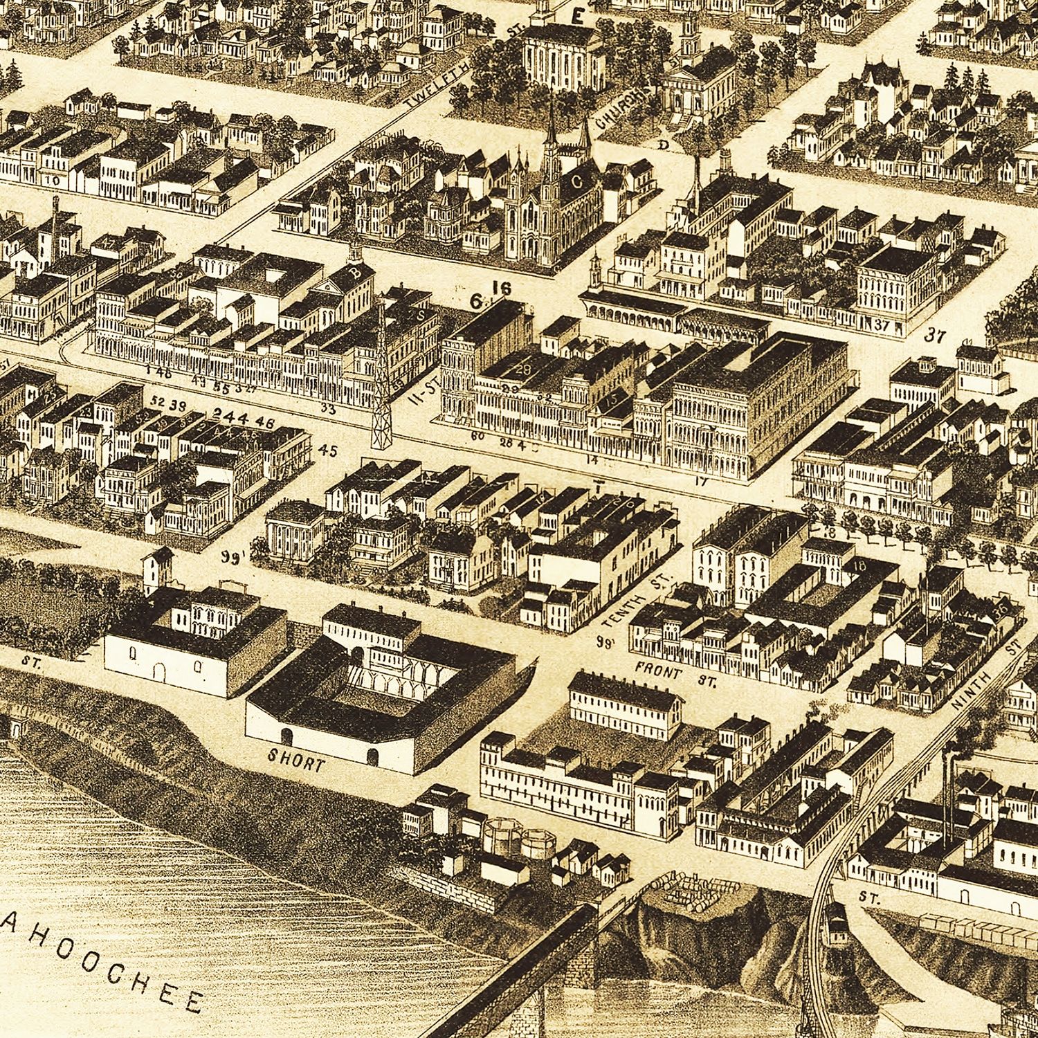 Vintage Map of Columbus, Georgia 1886