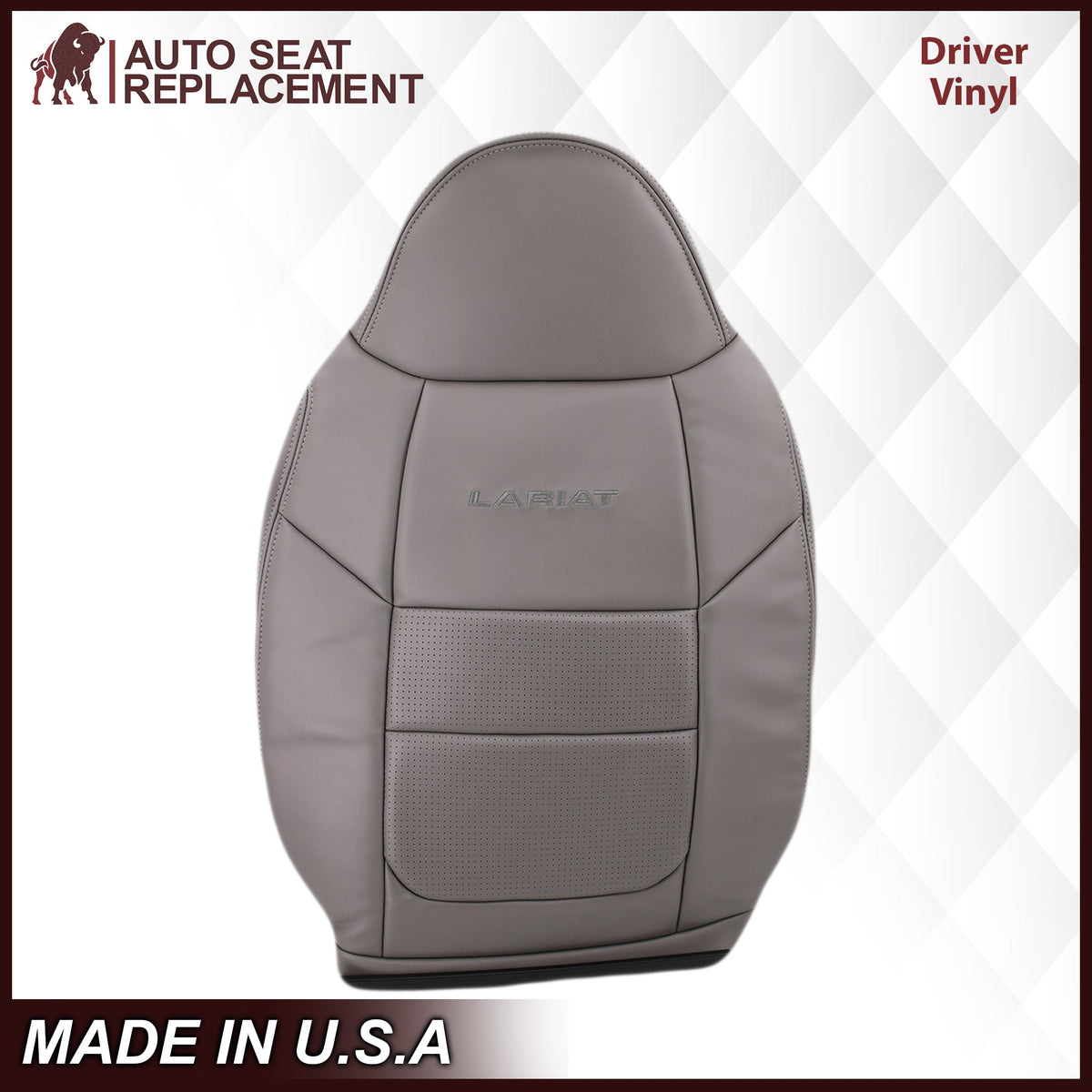 2001 Ford F250 F350 Lariat Perforated Seat Cover in Gray: Choose Leather or Vinyl