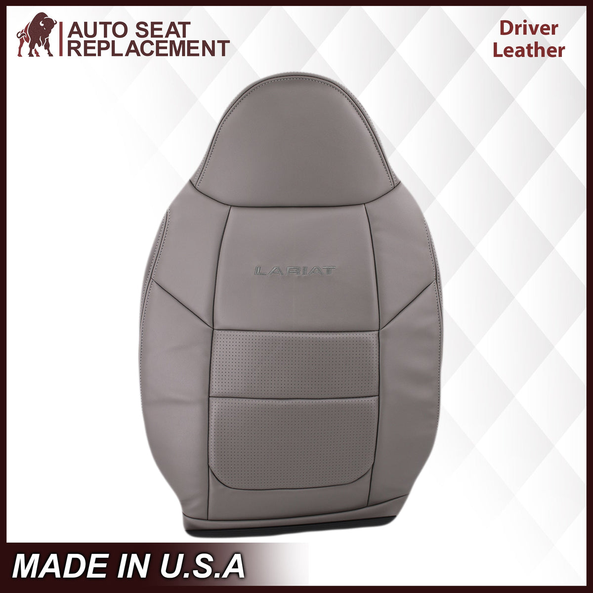 2001 Ford F250 F350 Lariat Perforated Seat Cover in Gray: Choose Leather or Vinyl