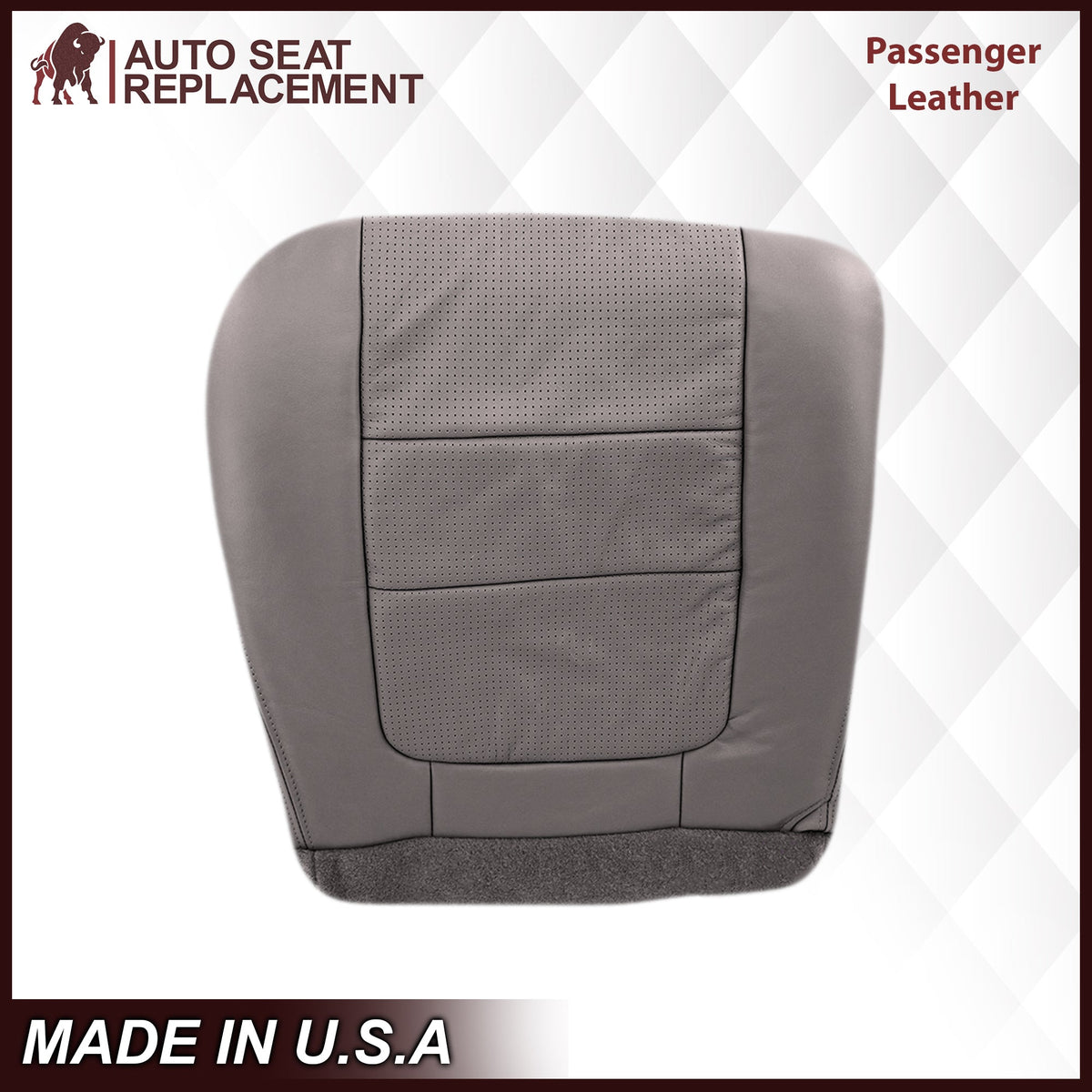 2001 Ford F250 F350 Lariat Perforated Seat Cover in Gray: Choose Leather or Vinyl