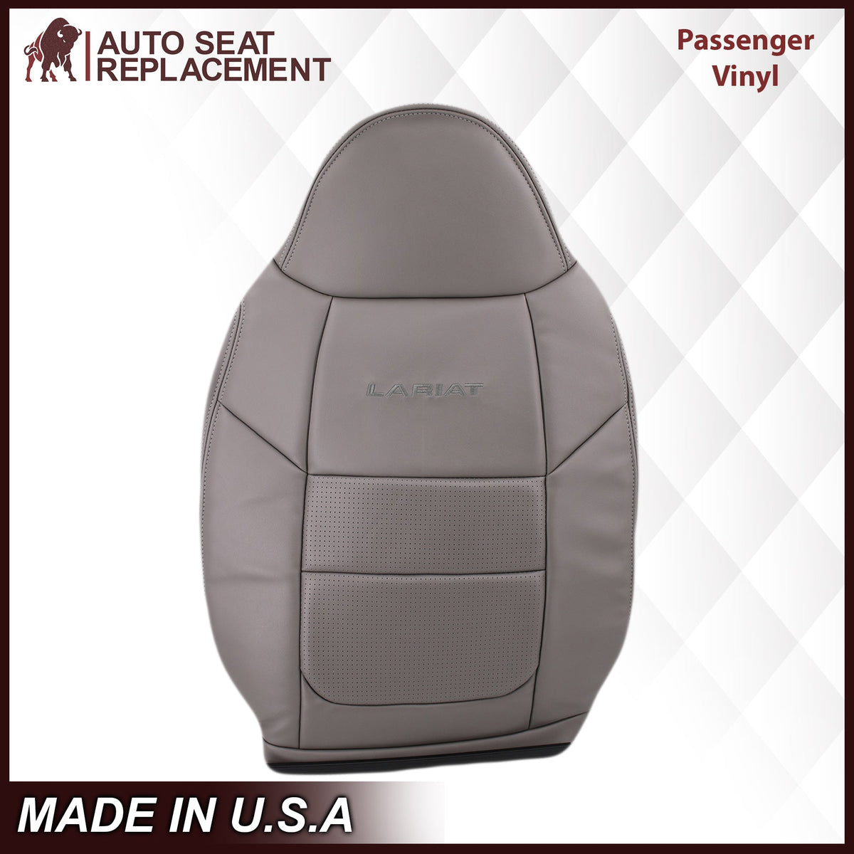2001 Ford F250 F350 Lariat Perforated Seat Cover in Gray: Choose Leather or Vinyl