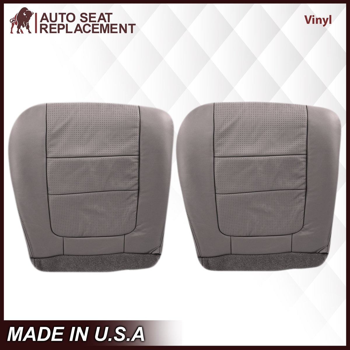 2001 Ford F250 F350 Lariat Perforated Seat Cover in Gray: Choose Leather or Vinyl