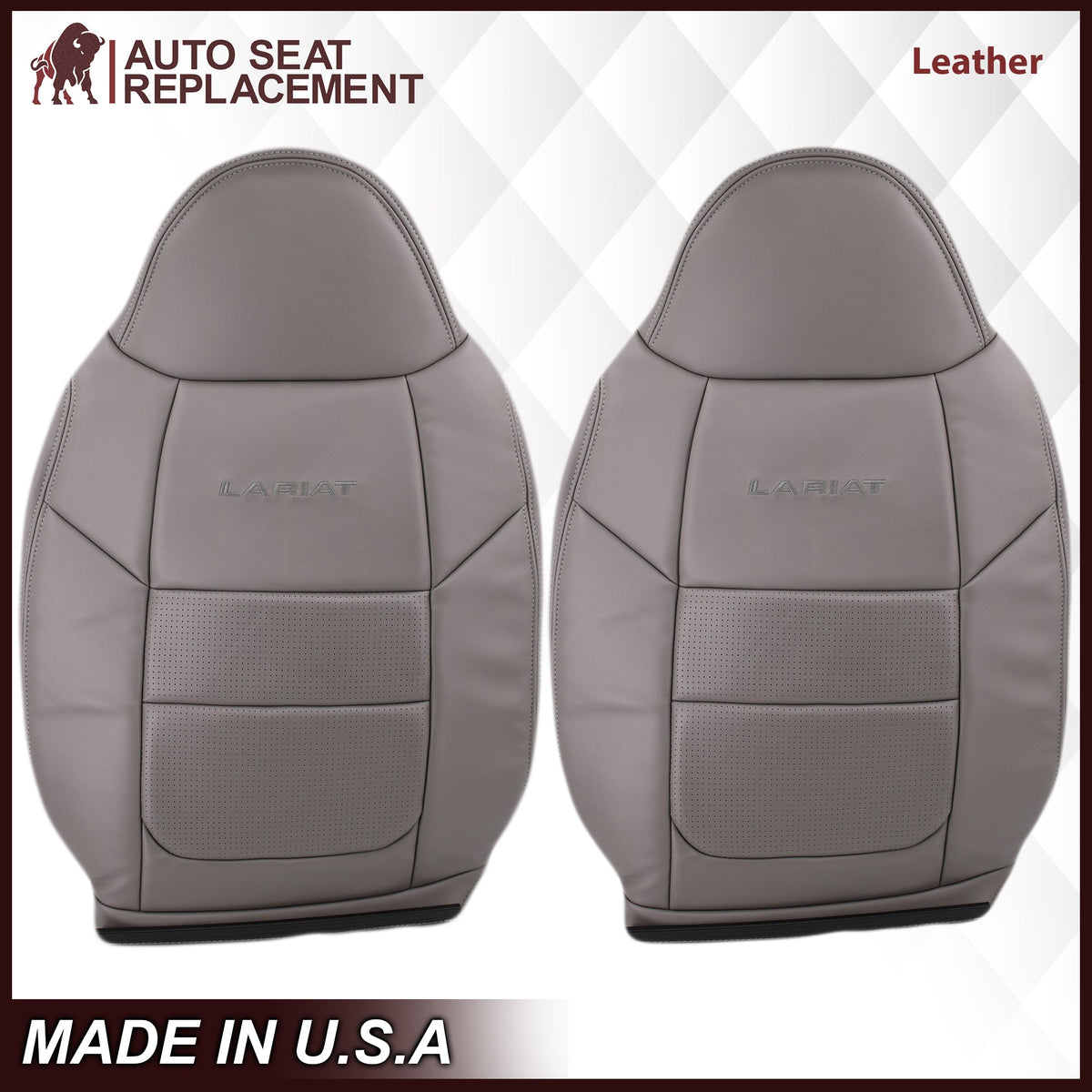2001 Ford F250 F350 Lariat Perforated Seat Cover in Gray: Choose Leather or Vinyl
