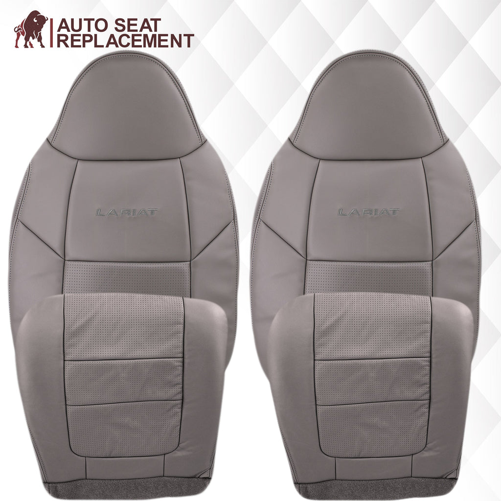 2001 Ford F250 F350 Lariat Perforated Seat Cover in Gray: Choose Leather or Vinyl