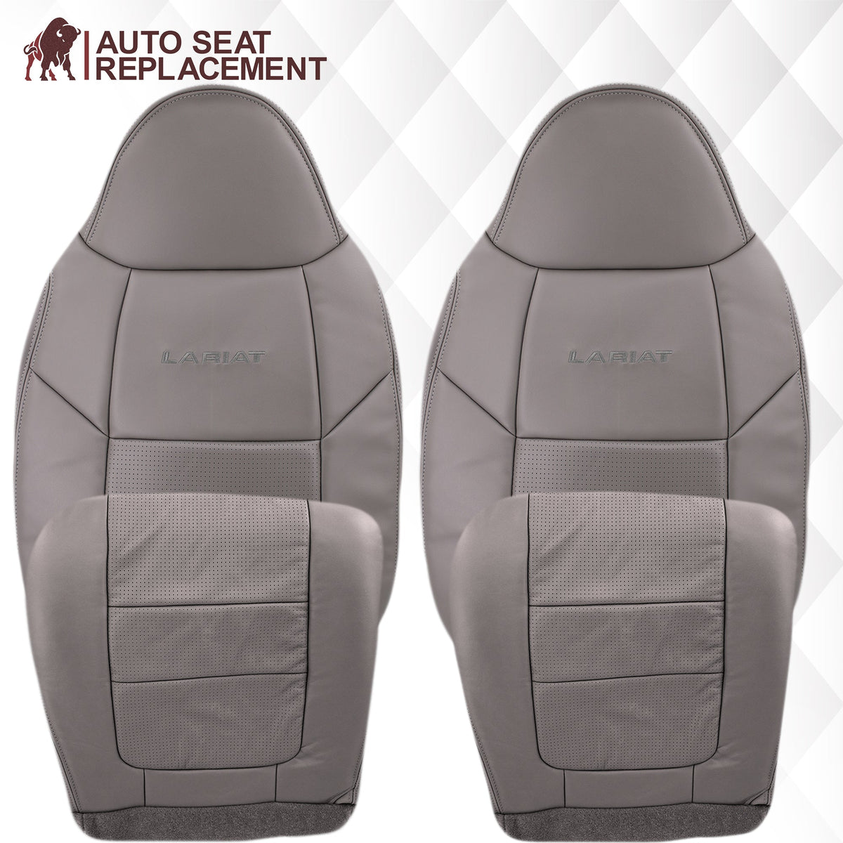 2001 Ford F250 F350 Lariat Perforated Seat Cover in Gray: Choose Leather or Vinyl